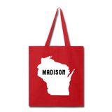 Madison, Wisconsin - State - Tote Bag - red