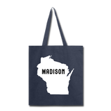 Madison, Wisconsin - State - Tote Bag - navy