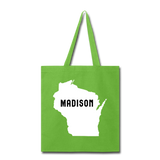 Madison, Wisconsin - State - Tote Bag - lime green