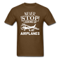 Newber Stop Looking Up At Airplanes - White - Unisex Classic T-Shirt - brown