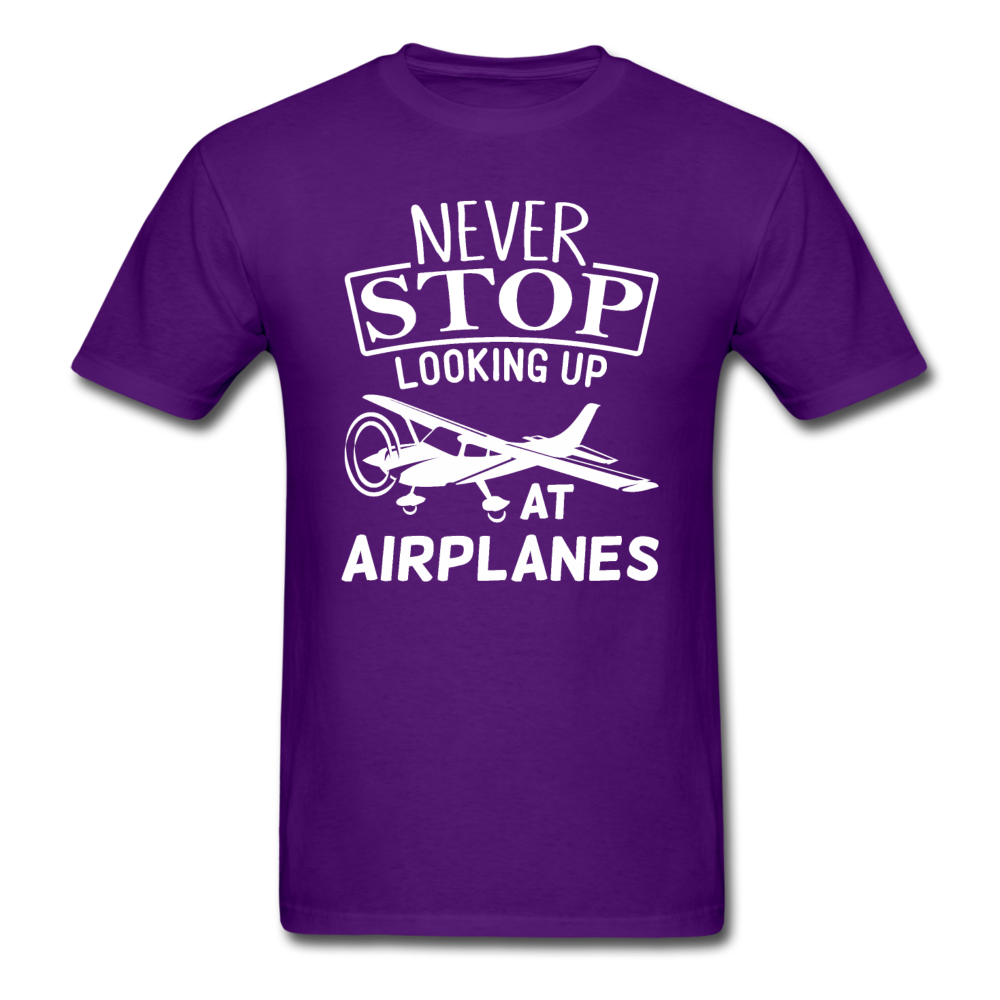 Newber Stop Looking Up At Airplanes - White - Unisex Classic T-Shirt - purple