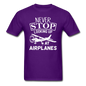 Newber Stop Looking Up At Airplanes - White - Unisex Classic T-Shirt - purple