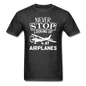 Newber Stop Looking Up At Airplanes - White - Unisex Classic T-Shirt - heather black