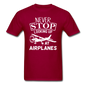 Newber Stop Looking Up At Airplanes - White - Unisex Classic T-Shirt - dark red