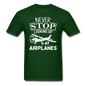 Newber Stop Looking Up At Airplanes - White - Unisex Classic T-Shirt - forest green