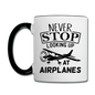 Newber Stop Looking Up At Airplanes - Black - Contrast Coffee Mug - white/black