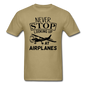 Newber Stop Looking Up At Airplanes - Black - Unisex Classic T-Shirt - khaki