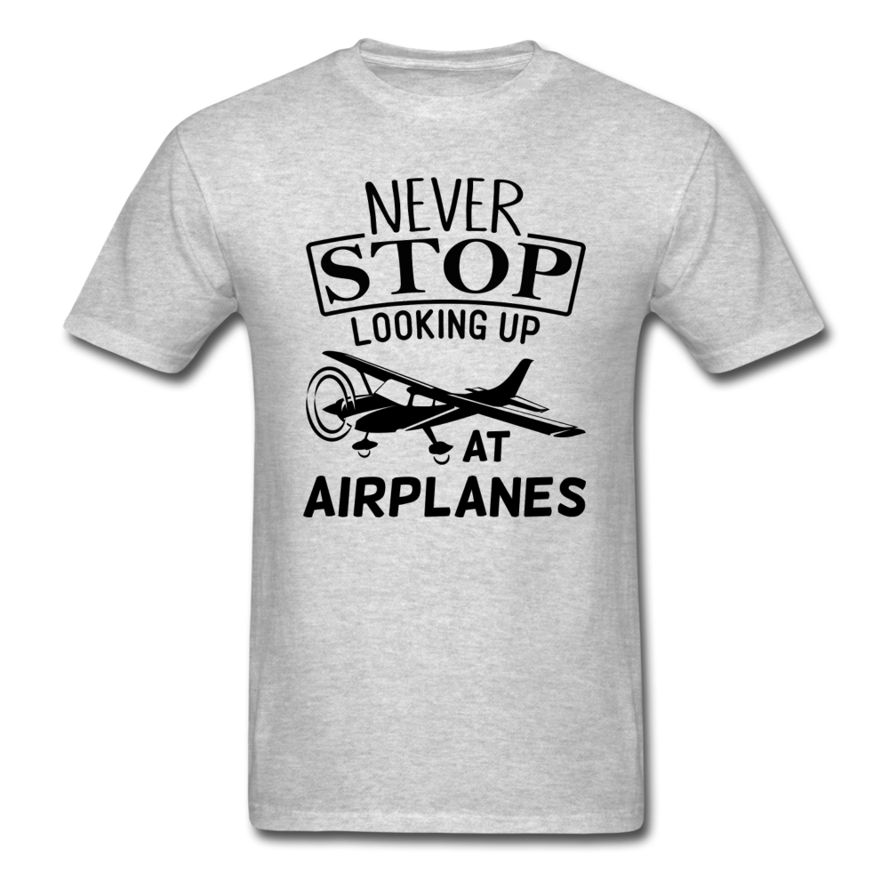 Newber Stop Looking Up At Airplanes - Black - Unisex Classic T-Shirt - heather gray