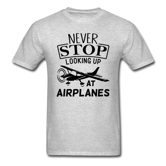 Newber Stop Looking Up At Airplanes - Black - Unisex Classic T-Shirt - heather gray