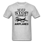 Newber Stop Looking Up At Airplanes - Black - Unisex Classic T-Shirt - heather gray