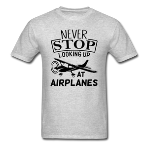 Newber Stop Looking Up At Airplanes - Black - Unisex Classic T-Shirt - heather gray