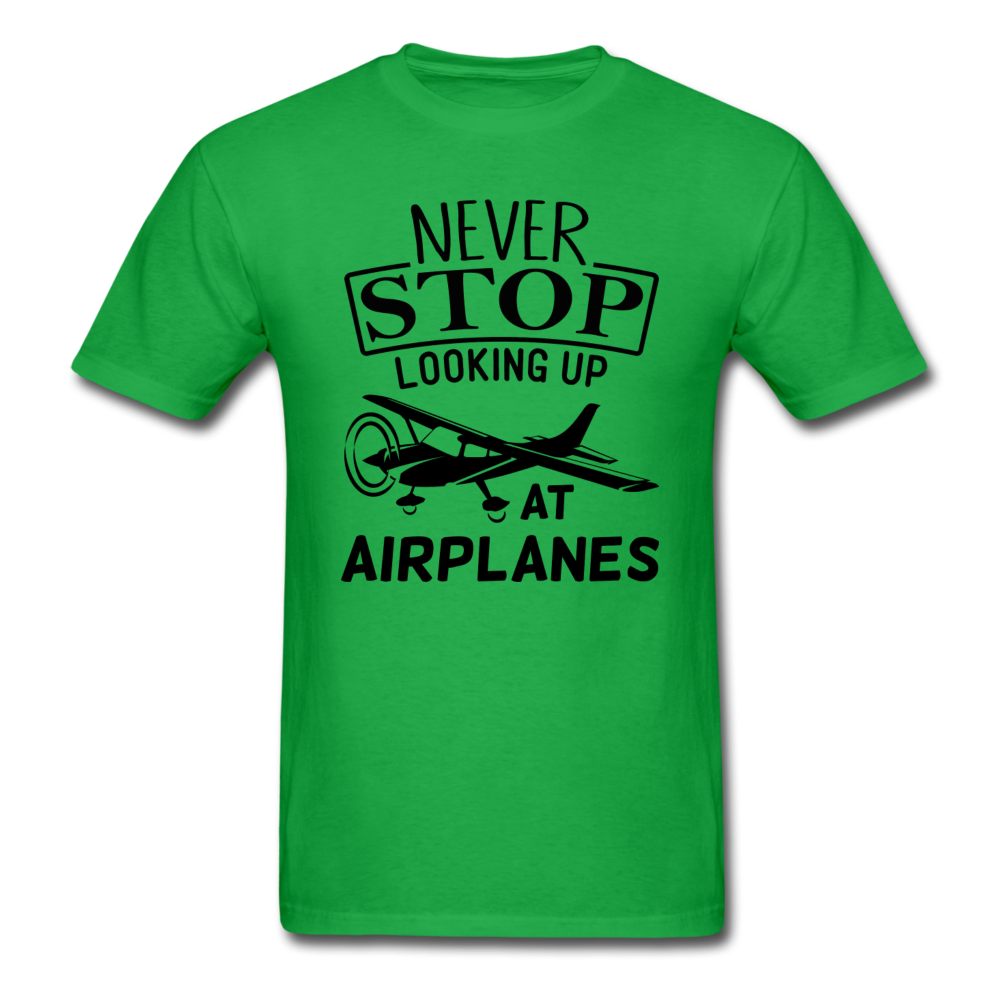 Newber Stop Looking Up At Airplanes - Black - Unisex Classic T-Shirt - bright green