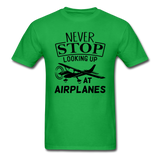 Newber Stop Looking Up At Airplanes - Black - Unisex Classic T-Shirt - bright green