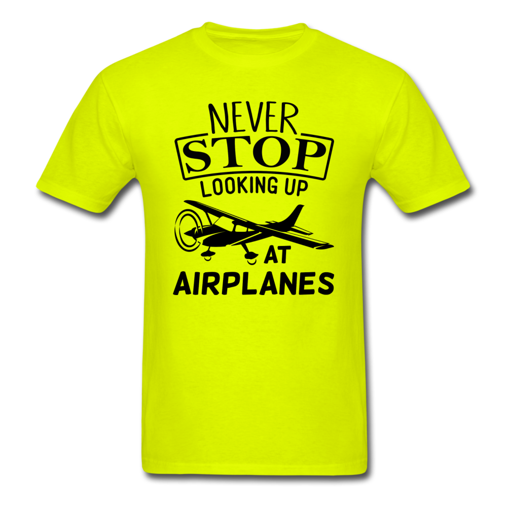 Newber Stop Looking Up At Airplanes - Black - Unisex Classic T-Shirt - safety green