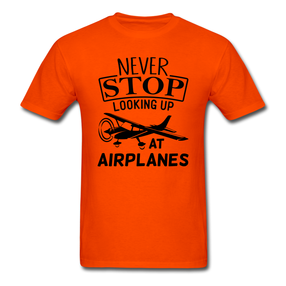 Newber Stop Looking Up At Airplanes - Black - Unisex Classic T-Shirt - orange