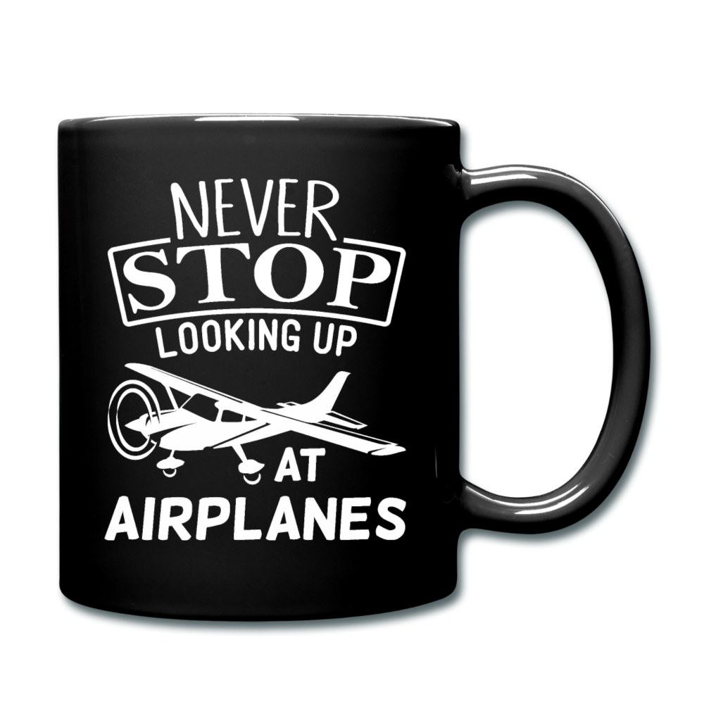 Newber Stop Looking Up At Airplanes - White - Full Color Mug - black