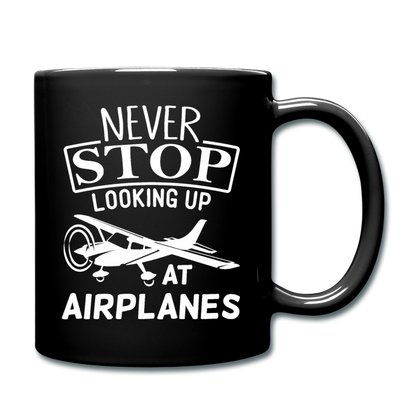 Newber Stop Looking Up At Airplanes - White - Full Color Mug - black