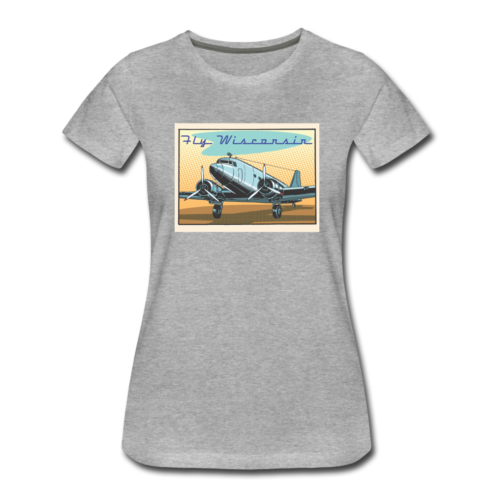 Fly Wisconsin - DC3 - Women’s Premium T-Shirt - heather gray