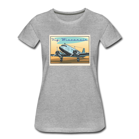 Fly Wisconsin - DC3 - Women’s Premium T-Shirt - heather gray