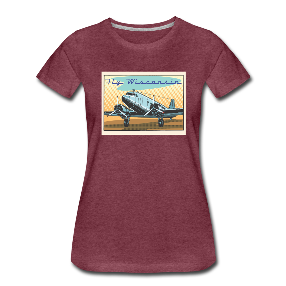 Fly Wisconsin - DC3 - Women’s Premium T-Shirt - heather burgundy