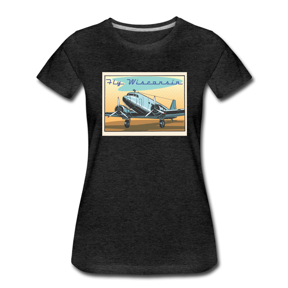 Fly Wisconsin - DC3 - Women’s Premium T-Shirt - charcoal gray