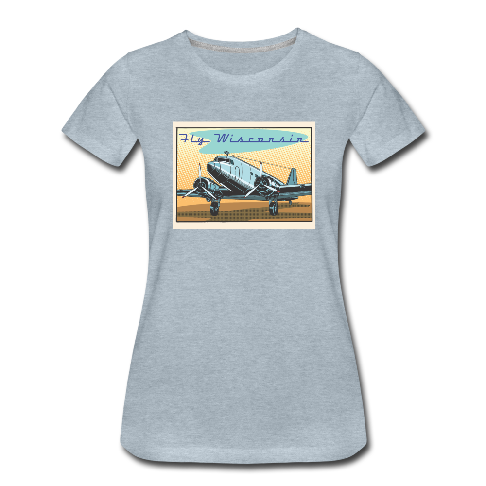 Fly Wisconsin - DC3 - Women’s Premium T-Shirt - heather ice blue