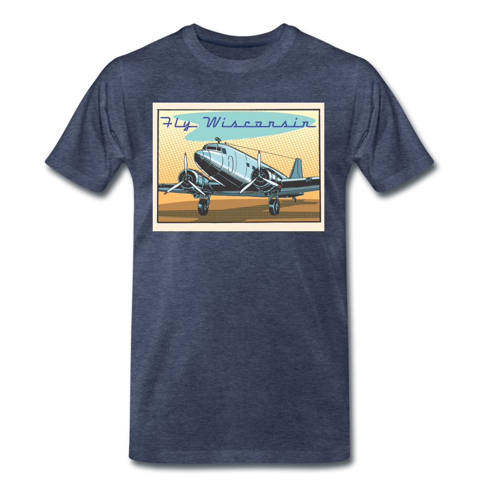 Fly Wisconsin - DC3 - Men's Premium T-Shirt - heather blue