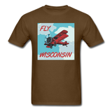 Fly Wisconsin - Biplane - Unisex Classic T-Shirt - brown