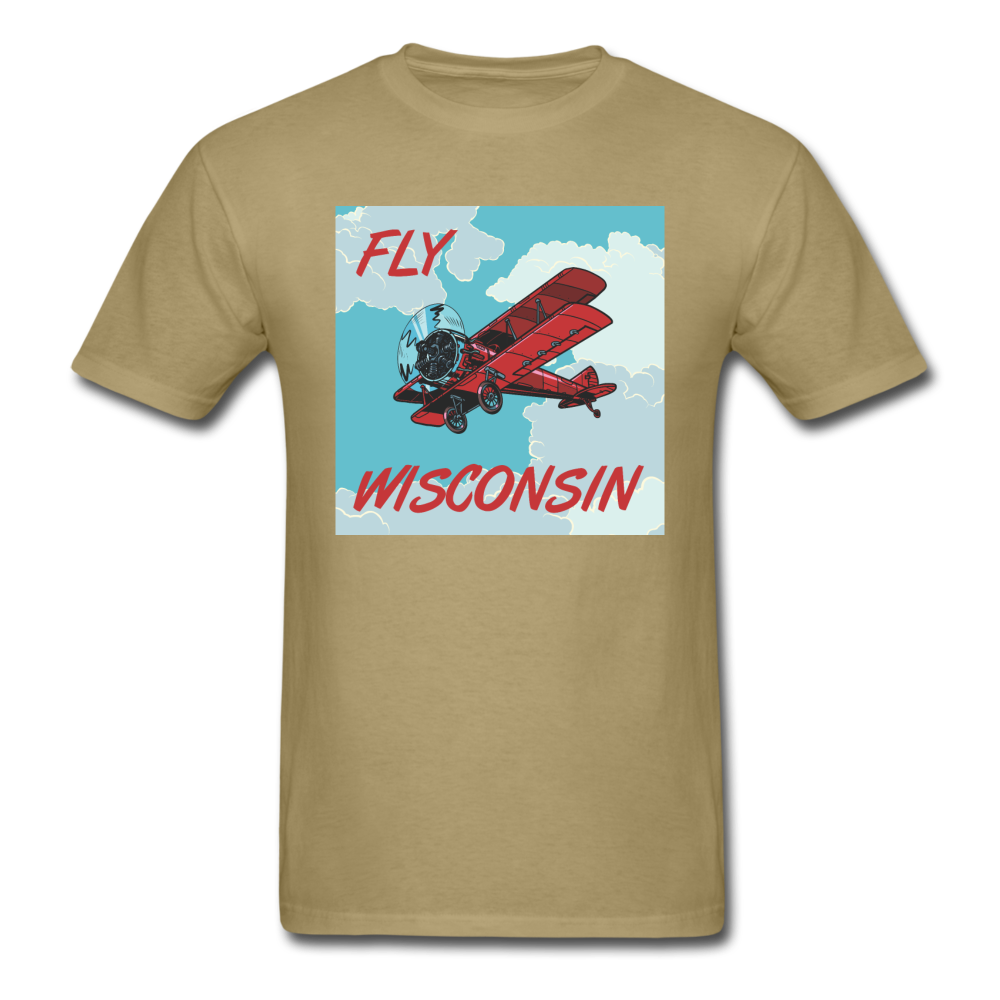 Fly Wisconsin - Biplane - Unisex Classic T-Shirt - khaki