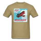 Fly Wisconsin - Biplane - Unisex Classic T-Shirt - khaki