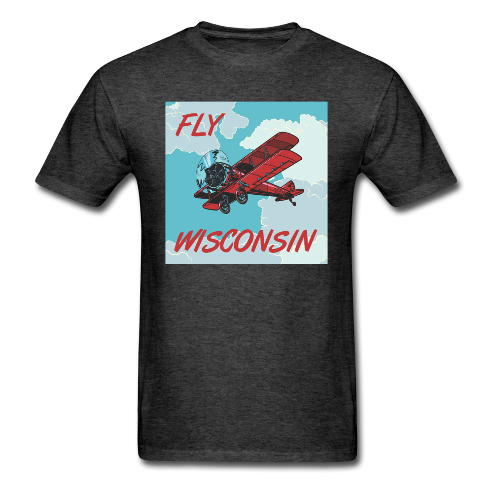 Fly Wisconsin - Biplane - Unisex Classic T-Shirt - heather black