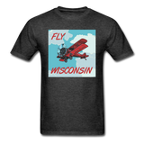 Fly Wisconsin - Biplane - Unisex Classic T-Shirt - heather black