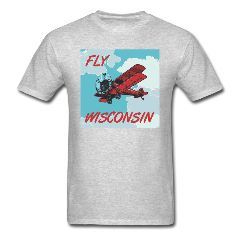 Fly Wisconsin - Biplane - Unisex Classic T-Shirt - heather gray