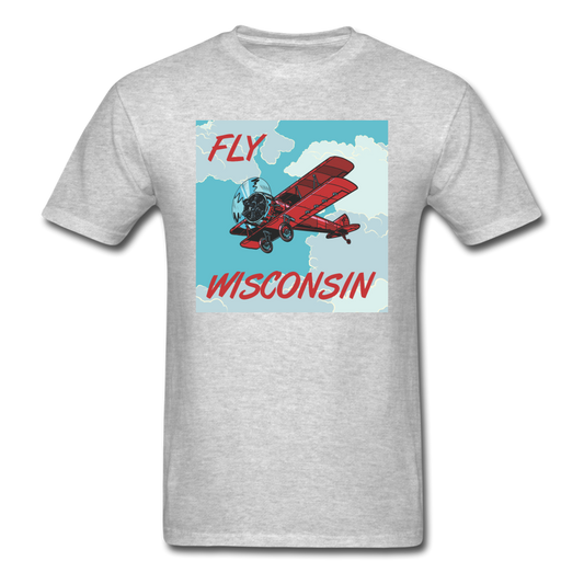 Fly Wisconsin - Biplane - Unisex Classic T-Shirt - heather gray