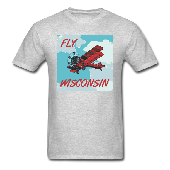 Fly Wisconsin - Biplane - Unisex Classic T-Shirt - heather gray