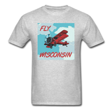 Fly Wisconsin - Biplane - Unisex Classic T-Shirt - heather gray
