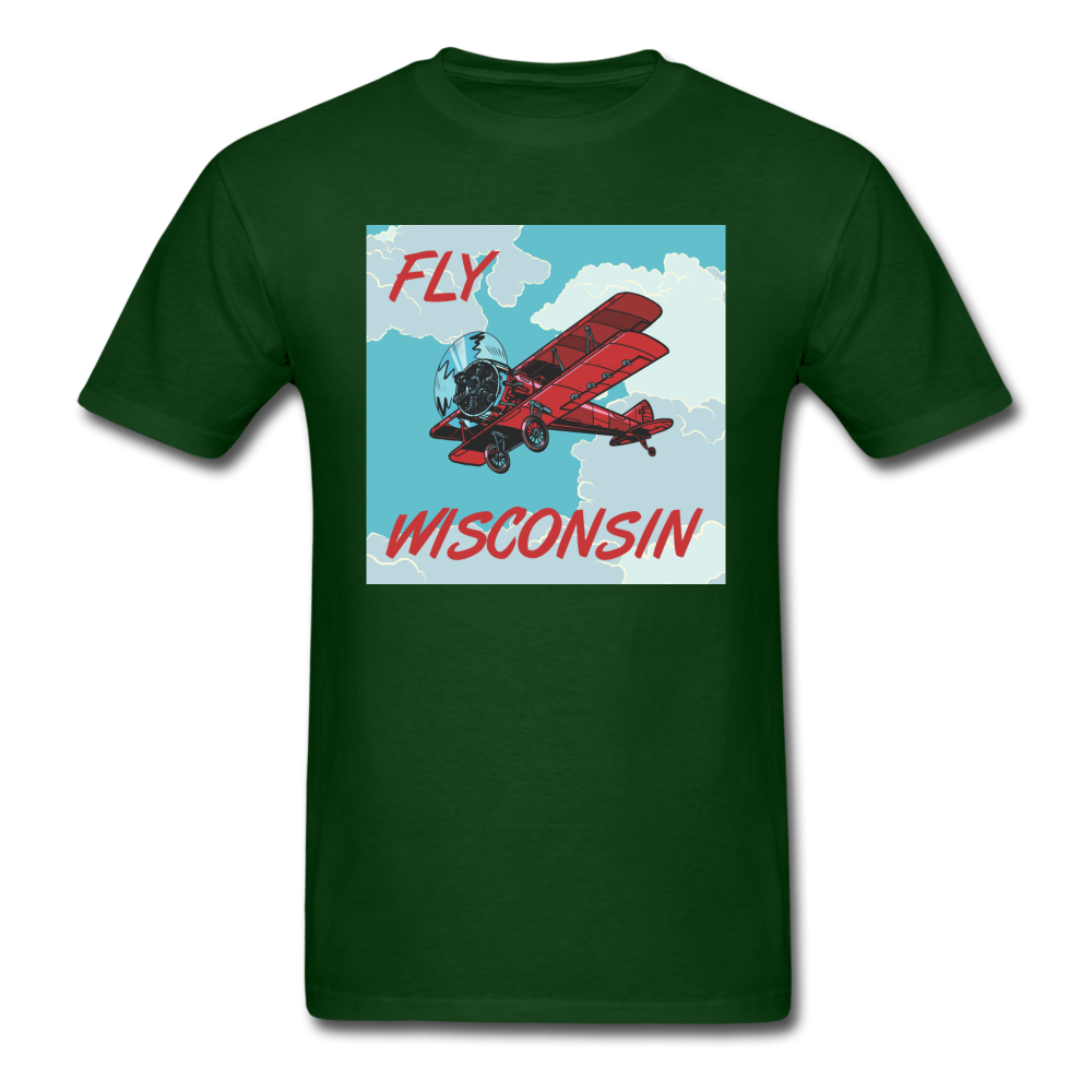 Fly Wisconsin - Biplane - Unisex Classic T-Shirt - forest green