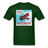 Fly Wisconsin - Biplane - Unisex Classic T-Shirt - forest green