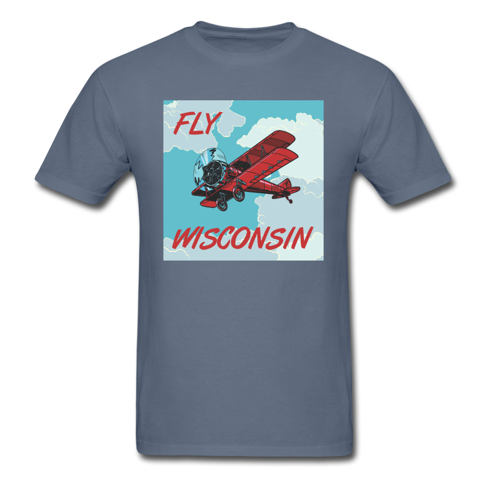 Fly Wisconsin - Biplane - Unisex Classic T-Shirt - denim