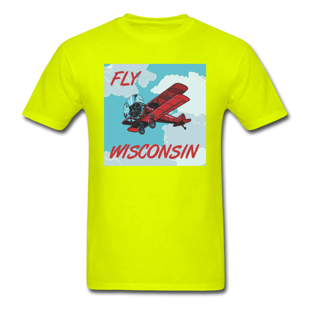 Fly Wisconsin - Biplane - Unisex Classic T-Shirt - safety green