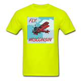 Fly Wisconsin - Biplane - Unisex Classic T-Shirt - safety green