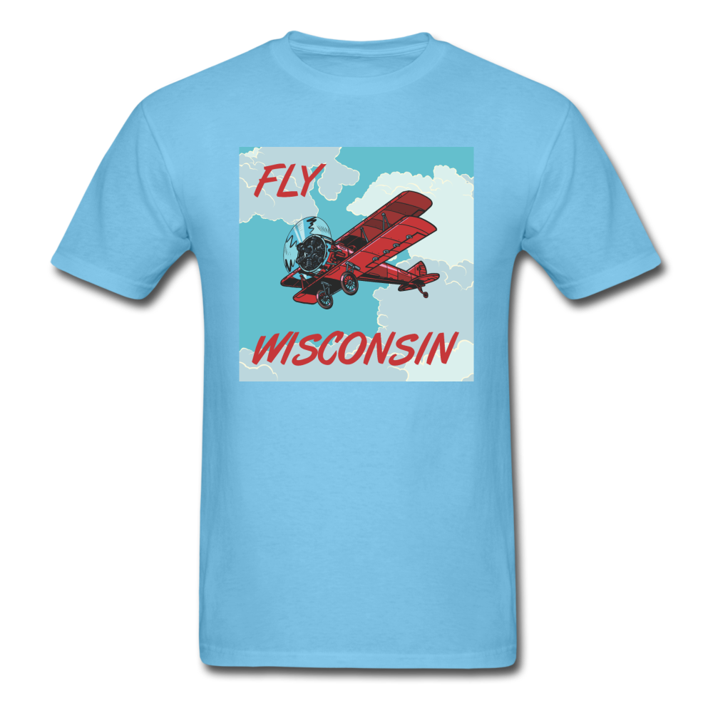 Fly Wisconsin - Biplane - Unisex Classic T-Shirt - aquatic blue