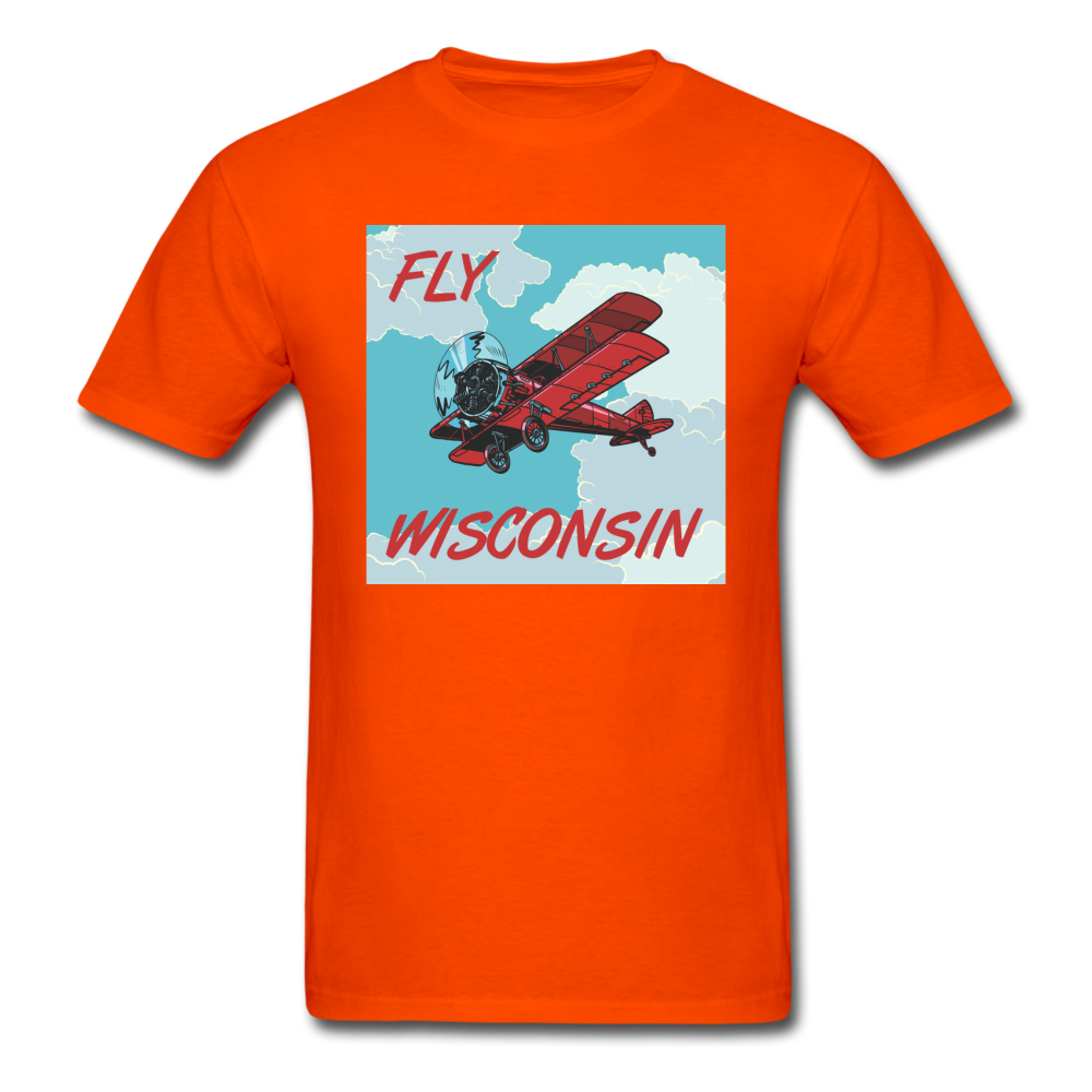 Fly Wisconsin - Biplane - Unisex Classic T-Shirt - orange