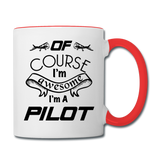 Of Course I'm Awesome - Pilot - Black - Contrast Coffee Mug - white/red