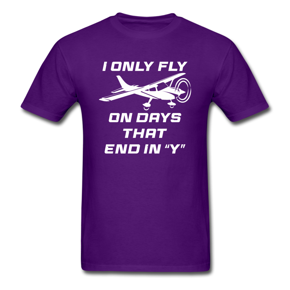 I Only Fly On Days That End In Y - White - Unisex Classic T-Shirt - purple