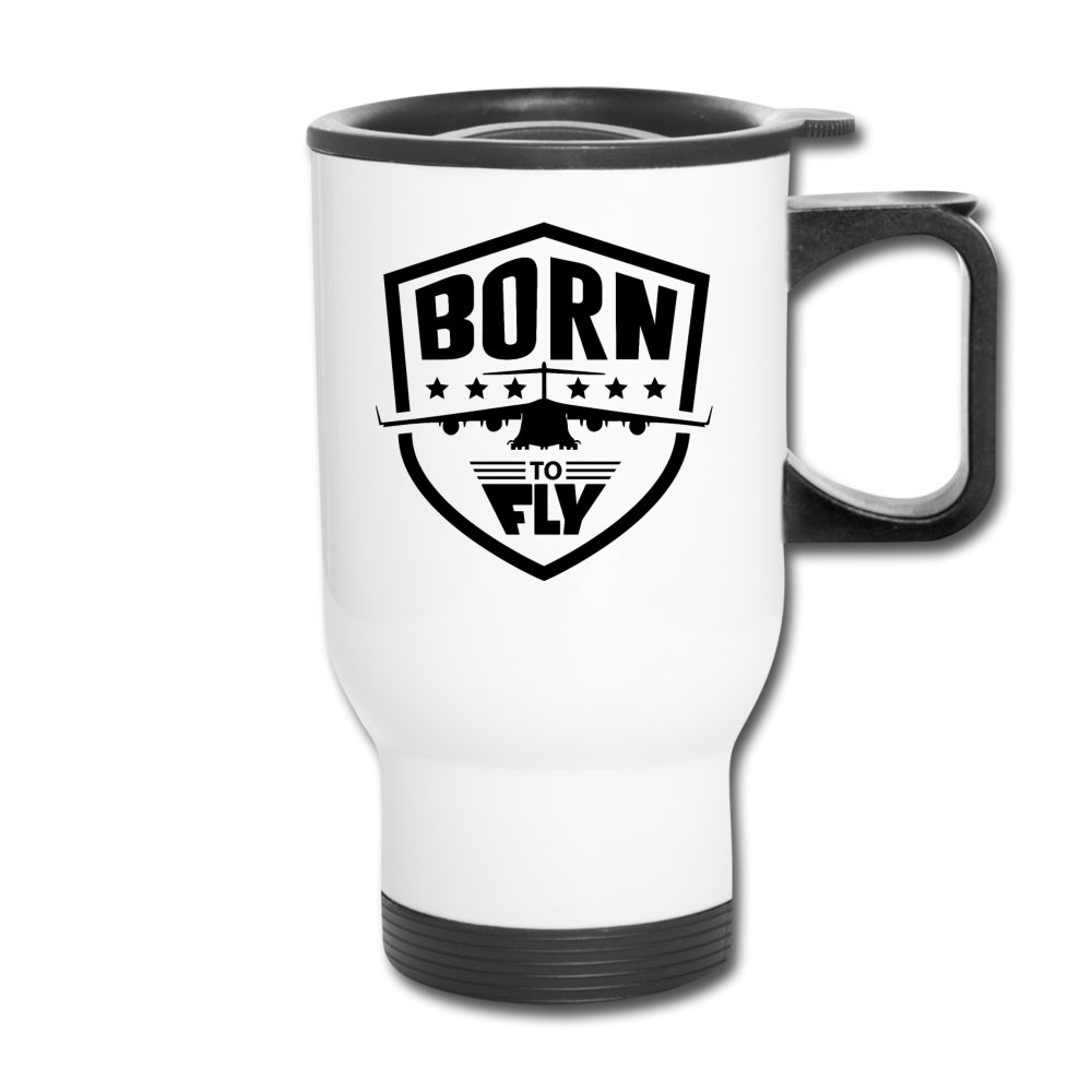 Born To Fly - Badge - Black - Travel Mug - white