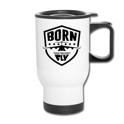 Born To Fly - Badge - Black - Travel Mug - white