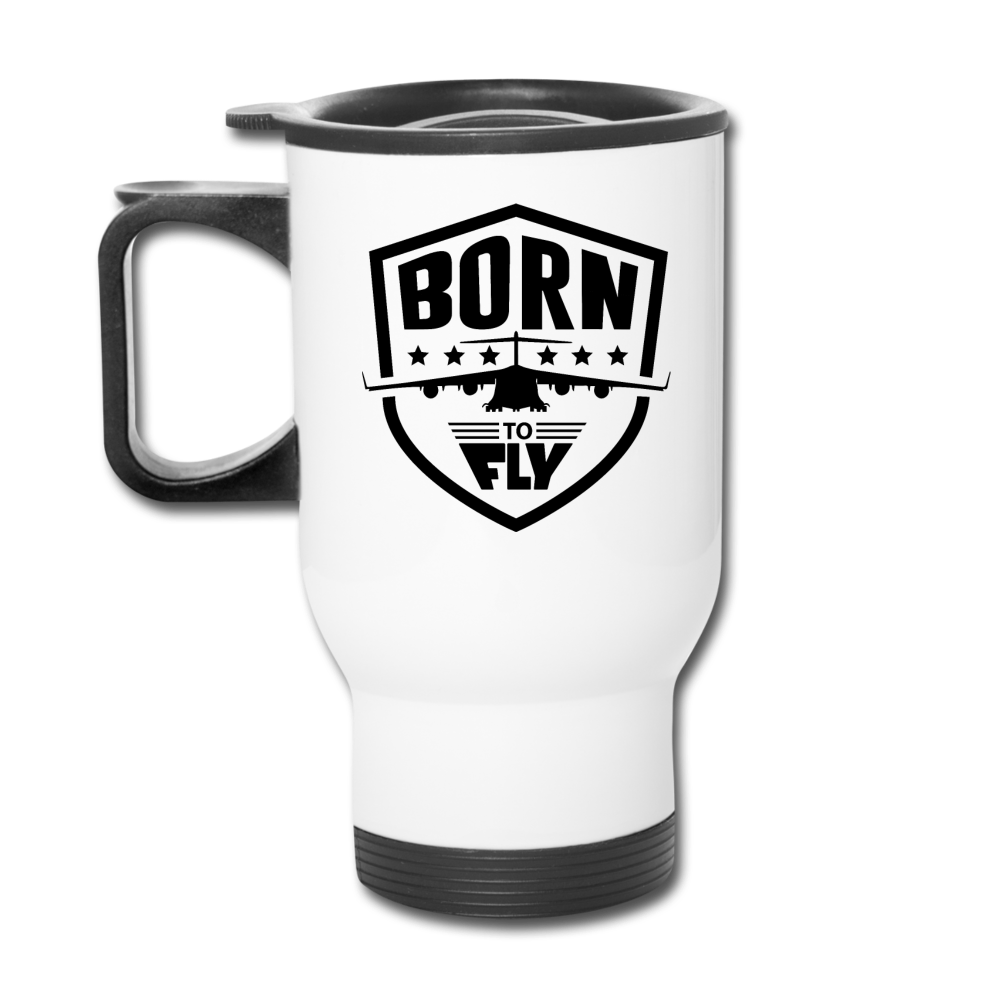 Born To Fly - Badge - Black - Travel Mug - white