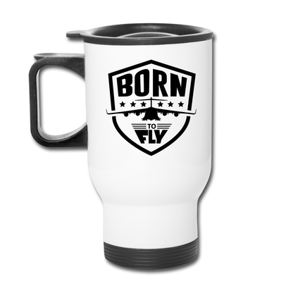 Born To Fly - Badge - Black - Travel Mug - white