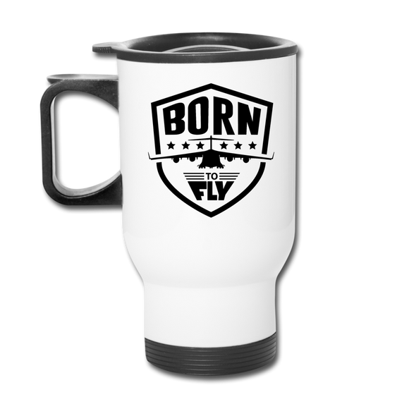 Born To Fly - Badge - Black - Travel Mug - white